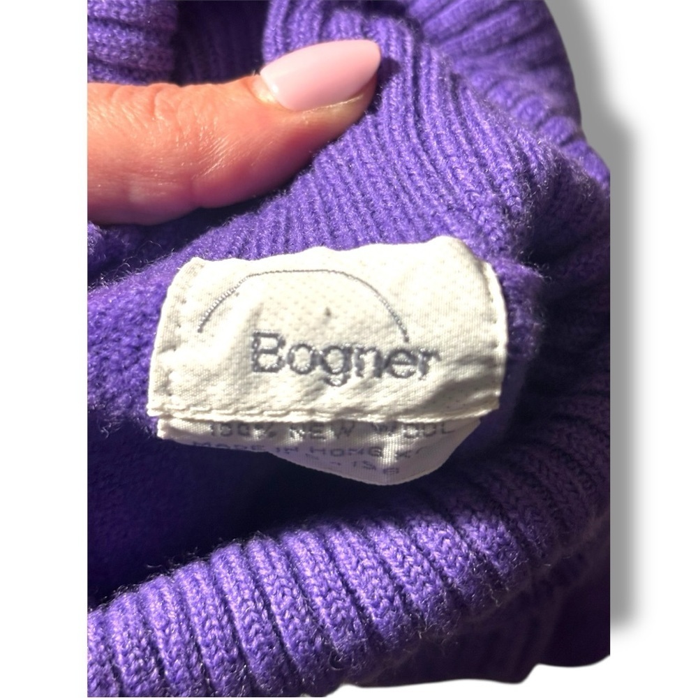 Bogner Vintage Cozy Vibrant Purple Turtleneck Long Sleeve Relaxed Fit Sweater - Picture 8 of 16